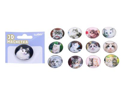 Magnet skleněný kočka 4 cm mix