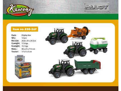 Traktor s příslušenstvím kov/plast 17 cm