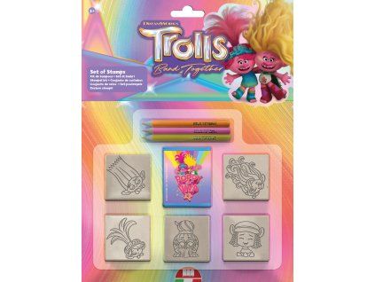 Razítková sada 5 razítek a 3 fixy Trolls