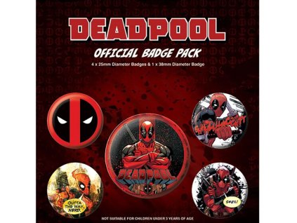 PLACKY/ODZNAKY/SET 5 KUSŮ  DEADPOOL (25 mm,38 mm)