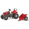 Šlapací traktor Rolly Juniors vlečkou červený akční
