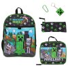 Školní batoh Minecraft s příslušenstvím - svačinový box - penál - přívěšek na klíče - karabina (objem batohu 12 litrů | 29 x 41 x 10 cm)