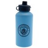 Hliníková láhev na pití FC Manchester City: Modrý Erb a Nápis (objem 500 ml)