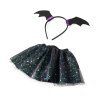 Set čarodějnice se sukní tutu a čelenkou s netopýřími oušky