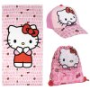 Ručník - osuška s kšiltovkou a pytlíkem Hello Kitty: Kitty s červenou mašlí (70 x 140 cm)