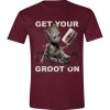 TRIČKO PÁNSKÉ/GUARDIANS OF GALAXY GROOT & TAPE/ČERVENÉ/VELIKOST (2XL)