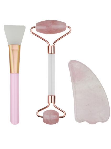 ETANI Dárková sada Jade roller – masážní váleček Jadeit, Gua-Sha kámen a špachtle na krém