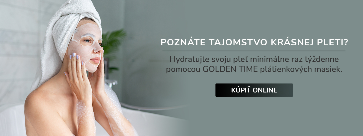 Hydratujte svoju pleť pomocou GOLDEN TIME plátienkových masiek.