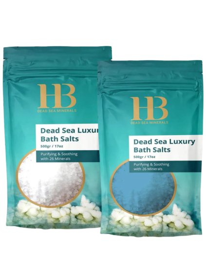 H&B Dead Sea Minerals - Sada kúpeľových solí z Mŕtveho mora - Prírodná + Levanduľová (2×500 g)