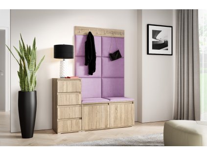 Předsíňová stěna s čalouněnými panely NEBRASKA 34 - Sonoma  /Fialová 2311