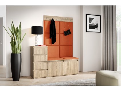 Předsíňová stěna s čalouněnými panely NEBRASKA 34 - Sonoma  /Okrová 2325