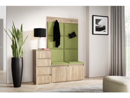 Předsíňová stěna s čalouněnými panely NEBRASKA 34 - Sonoma  /Olivová 2312