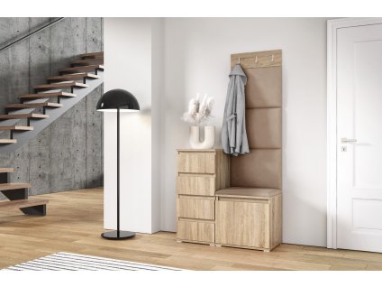 Předsíňová stěna s čalouněnými panely ARKANSAS 36 - Sonoma / Béžová 2304