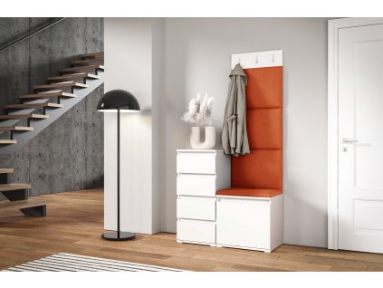 Předsíňová stěna s čalouněnými panely ARKANSAS 36 - Bílá / Okrová 2325