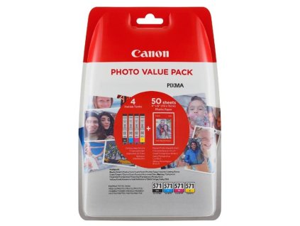 Inkoustová náplň Canon CLI-571 XL PHOTO VALUE Pack, CMYK originální