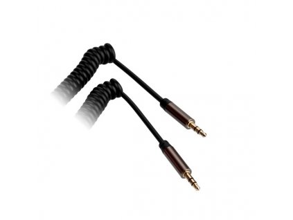 Kabel GoGEN Jack 3,5mm, 2m, pozlacené konektory, kroucený - černý