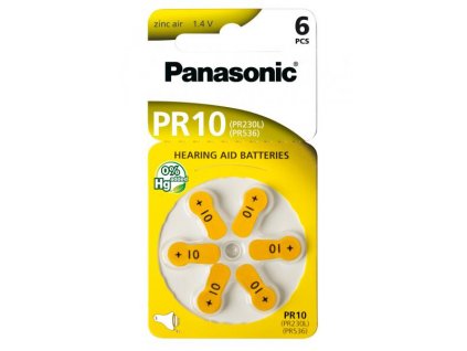 Baterie do naslouchadel Panasonic PR10, blistr 6ks