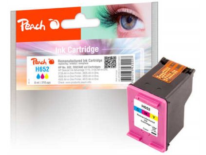 Inkoustová náplň Peach HP 652, kompatibilní - červená/modrá/žlutá