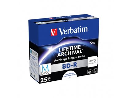 Disk Verbatim BD-R M-Disc 25GB, 4x, printable, jewel box, 5ks