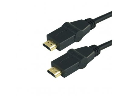 Kabel GoGEN HDMI 1.4, 3m, s rotací 180°, pozlacený, High speed, s ethernetem, černý