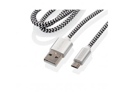 Kabel GoGEN USB / micro USB, 1m, opletený, stříbrný, zkumavka