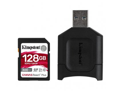 Paměťová karta Kingston Canvas React Plus SDXC 128GB UHS-II U3 (300R/260W) + čtečka