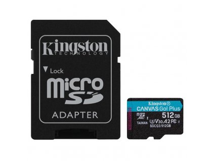 Paměťová karta Kingston Canvas Go! Plus MicroSDXC 512GB UHS-I U3 (170R/90W) + adaptér