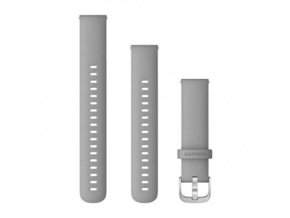 Řemínek Garmin Quick Release 18mm pro Vivoactive4S, silikonový šedý, stříbrná přezka