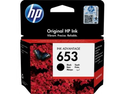 Inkoustová náplň HP 653, 350 stran originální - černá