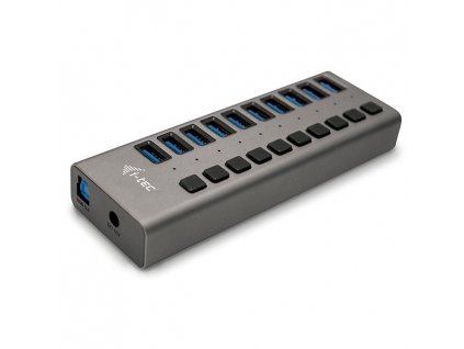 USB Hub i-tec 10x USB 3.0, 48W - stříbrný