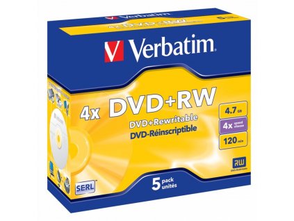 Disk Verbatim DVD+RW 4,7GB, 4x, jewel box, 5ks