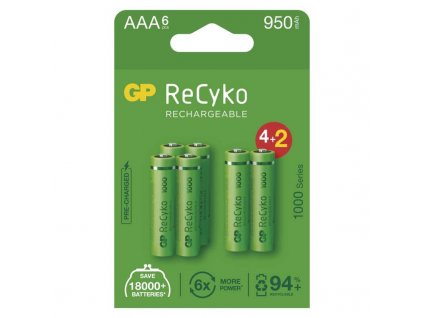 Nabíjecí baterie GP ReCyko 950 mAh AAA (HR03), 6 ks