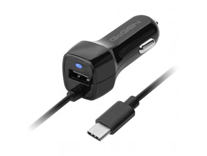 Adaptér do auta GoGEN integrovaný kabel (micro USB), 1x USB, 2,1A - černý