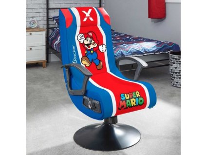 Herní židle Nintendo Mario - audio (se stojánkem) - červená/modrá