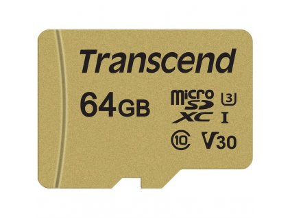 Paměťová karta Transcend 500S microSDXC 64GB UHS-I U3 (Class 10) (95R/60W) + adapter