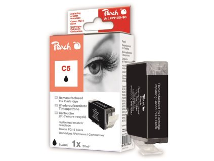 Inkoustová náplň Peach Canon PGI-5, 26 ml kompatibilní - černá