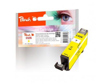 Inkoustová náplň Peach Canon CLI-526Y, 9 ml kompatibilní - žlutá