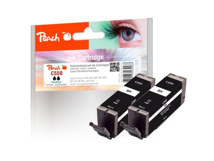 Inkoustová náplň Peach Canon PG-550 TwinPack, 2x13ml, kompatibilní - černá