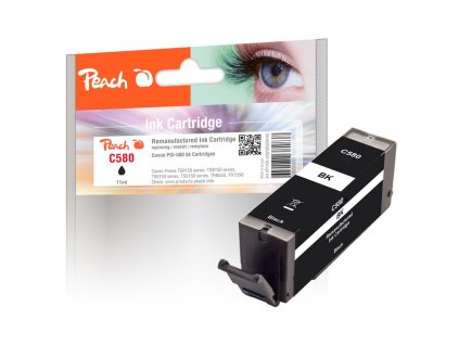Inkoustová náplň Peach Canon PGI-580, 11ml, kompatibilní - černá