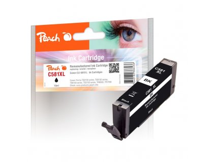 Inkoustová náplň Peach Canon CLI-581XL, 10ml, kompatibilní - foto černá