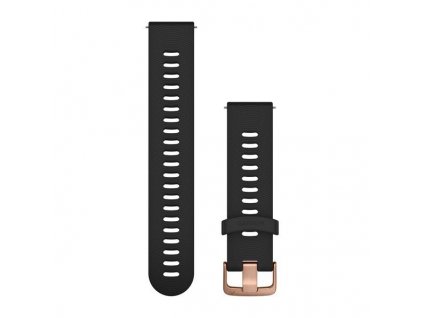 Řemínek Garmin Quick Release 20mm, silikonový černý, růžovozlatá přezka