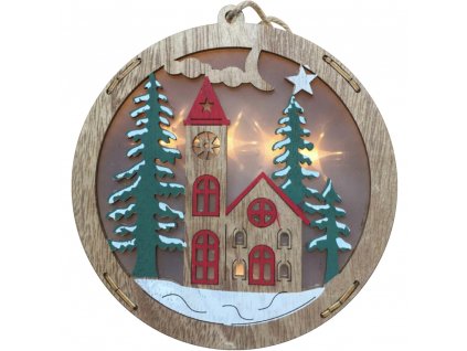 Vánoční dekorace kostelík dřevo 5 LED WW RETLUX RXL 332