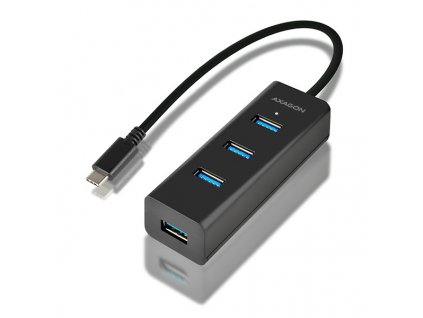 USB Hub Axagon USB-C / 4x USB 3.0, Micro USB - černý