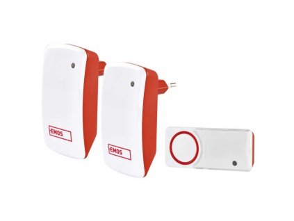 Zvonek bezdrátový EMOS P5750.2R bezbateriový, 2 přijímače - bílý/červený