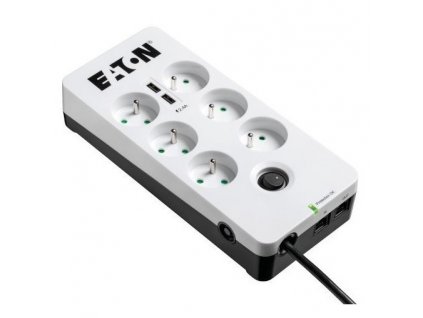 Přepěťová ochrana Eaton Protection Box 6x zásuvka, 2x USB, 2 x RJ-11, 1m - černá/bílá