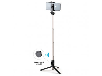 Selfie tyč FIXED Snap Lite s tripodem a bezdrátovou spouští - černá
