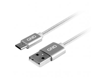 Kabel GND USB / micro USB, 1m, opletený - titanium