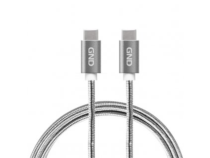 Kabel GND USB-C/USB-C 3.1, PD, 1m, opletený - šedý