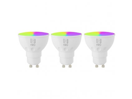 Chytrá žárovka IMMAX NEO SMART LED GU10 6W RGB+CCT barevná a bílá, stmívatelná, WiFi, 3ks