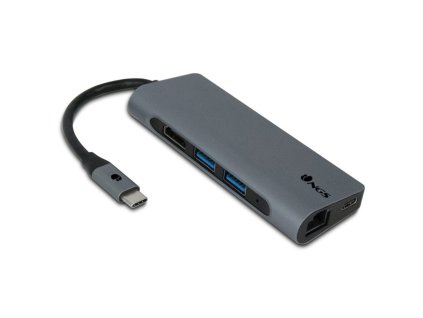 USB Hub NGS WONDER DOCK7 USB-C/HDMI, 2x USB 3.0, RJ-45, USB-C, SD, micro SD - šedý